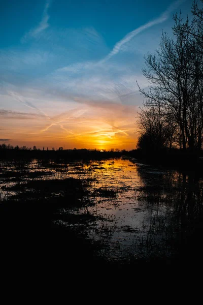 Sonnenuntergang Über Dem See — Stockfoto