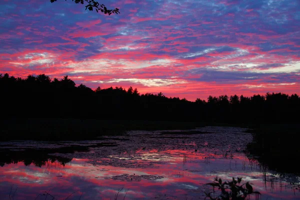 湖の上に美しい夕日 — ストック写真