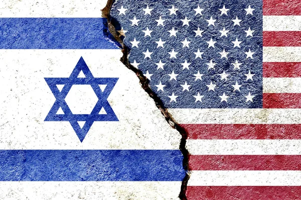 Israel Und Usa Flag Auf Grunge Hintergrund — Stockfoto