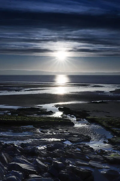 Piękny Zachód Słońca Nad Morzem Tle Natury — Zdjęcie stockowe