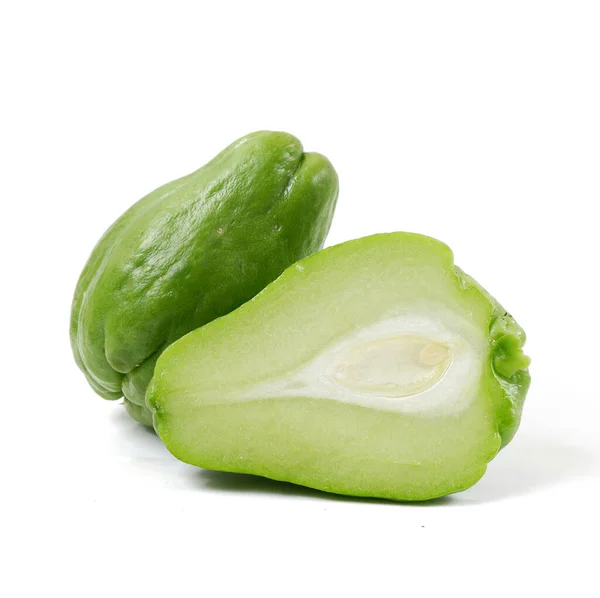 Groene Guava Vruchten Geïsoleerd Witte Achtergrond — Stockfoto