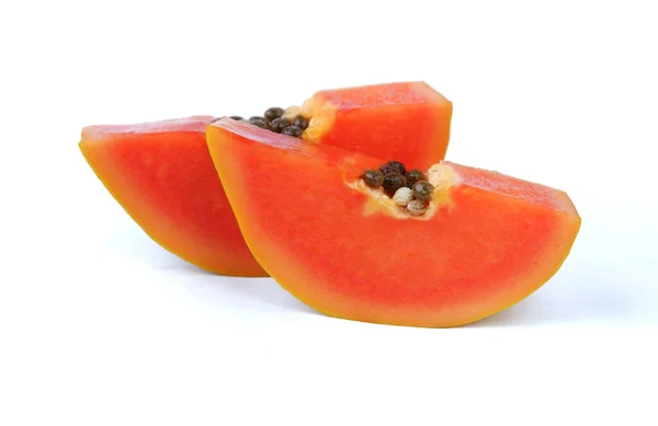 Färsk Mogen Papaya Isolerad Vit Bakgrund — Stockfoto