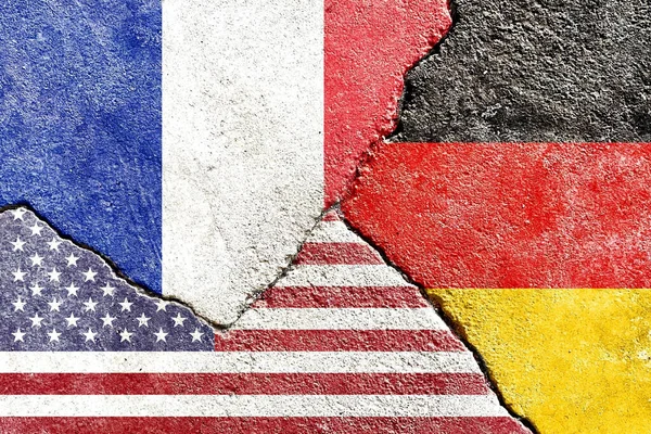 Flags United Kingdom Usa Germany Concrete Wall — Stock Photo, Image