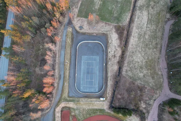 Luftaufnahme Des Sportplatzes Auf Naturhintergrund — Stockfoto