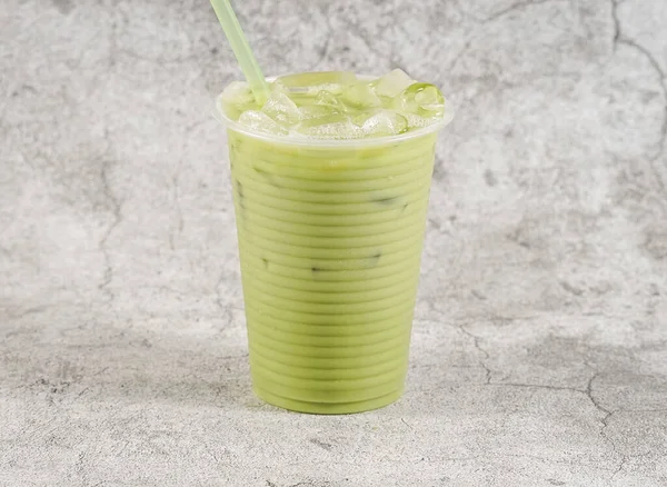Green Tea Ice Mint Wooden Background — Stock Photo, Image