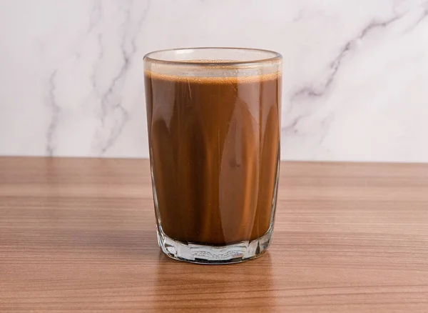 Iced Coffee Glass Wooden Background — Stock Photo, Image