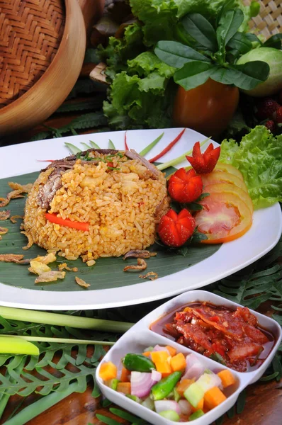 Рис Тайського Харчування Куркою Овочами — стокове фото