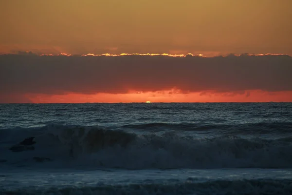 Puesta Sol Sobre Mar — Foto de Stock