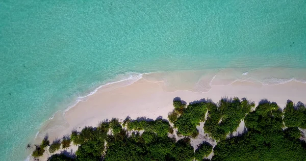 Vanuit Lucht Uitzicht Tropisch Strand Met Palmbomen Blauwe Lucht — Stockfoto