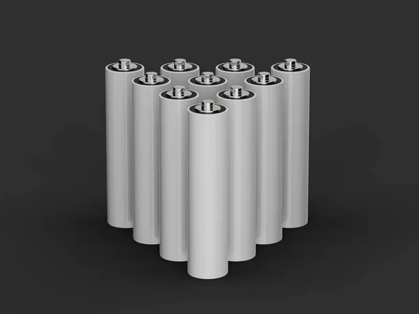 黒い背景に隔離された白い電池の3Dレンダリング — ストック写真