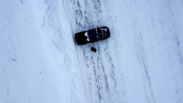 雪の中の駐車場 — ストック写真