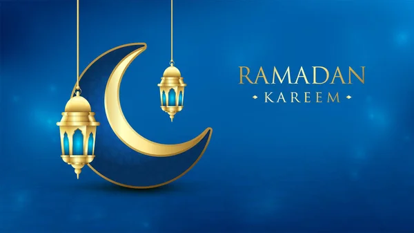 Ramadan Kareem Bakgrund Med Hängande Lyktor Och Lykta Vektor Illustration — Stockfoto