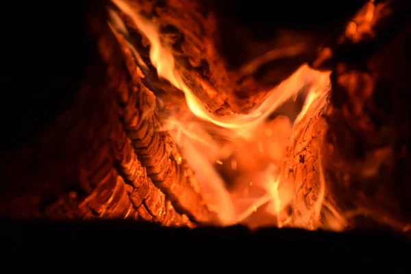 Огонь Пламени Черном Фоне — стоковое фото