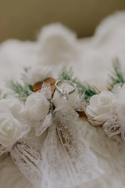 Anillos Boda Cama — Foto de Stock