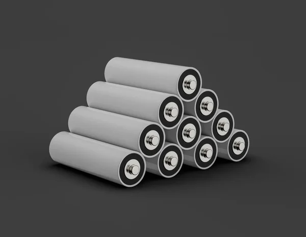Återgivning Stapel Batterier Vit Bakgrund — Stockfoto