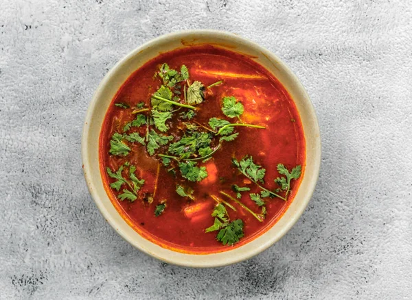 Tomato Soup Parsley Herbs — Stock Photo, Image