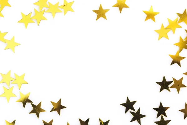 Zlatá Hvězda Tvar Hvězdami Bílém Pozadí — Stock fotografie