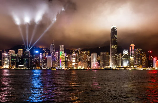 Hong Kong Ορίζοντα Της Πόλης Νύχτα — Φωτογραφία Αρχείου