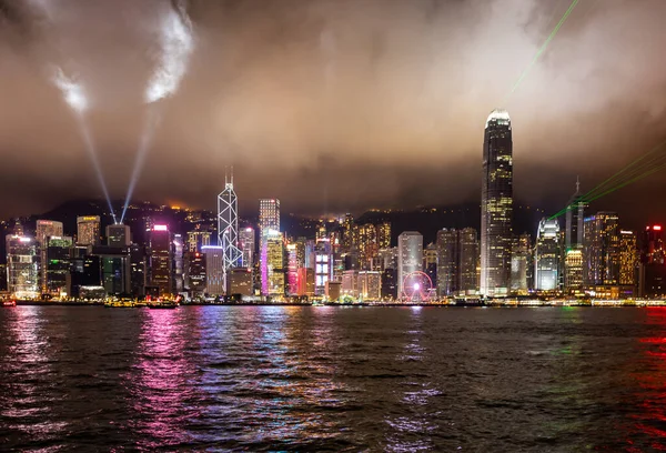 Hong Kong Ορίζοντα Της Πόλης Νύχτα — Φωτογραφία Αρχείου