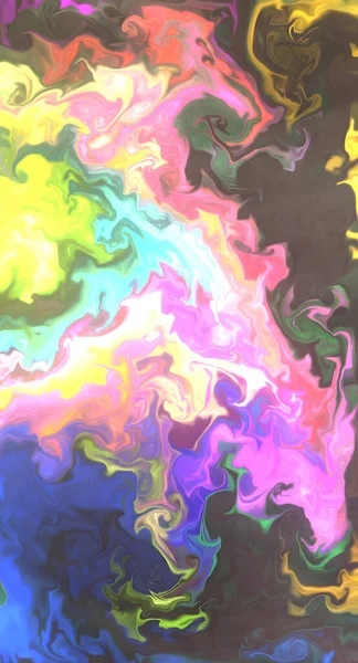 Vloeibare Abstracte Achtergrond Met Olieverf Strepen Kleurrijke Spatten — Stockfoto