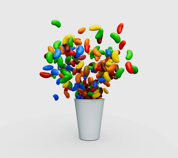 Ilustração Balões Coloridos Com Confete Folhas Verdes — Fotografia de Stock