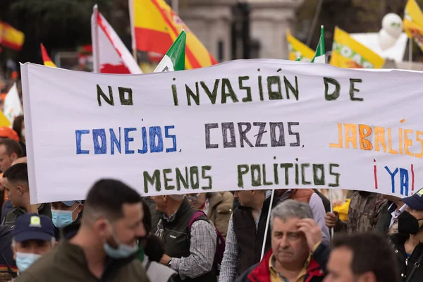 스페인 마드리드 2022 사냥꾼 장주들 반대하고 스페인 세계를 지지하는 — 스톡 사진