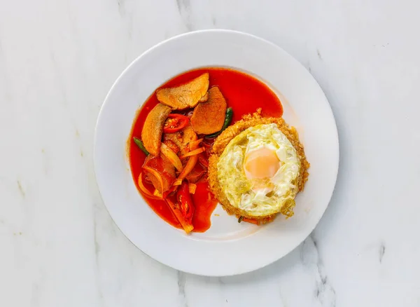 Thailändisches Essen Gebratenes Schweinefleisch Mit Und Gemüse Umrühren — Stockfoto