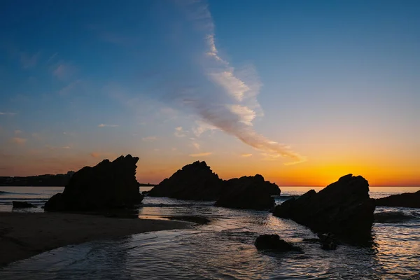 Piękny Zachód Słońca Nad Morzem Tle Natury — Zdjęcie stockowe