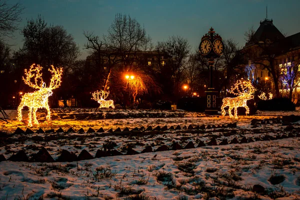 Décorations Noël Avec Neige Lanternes — Photo