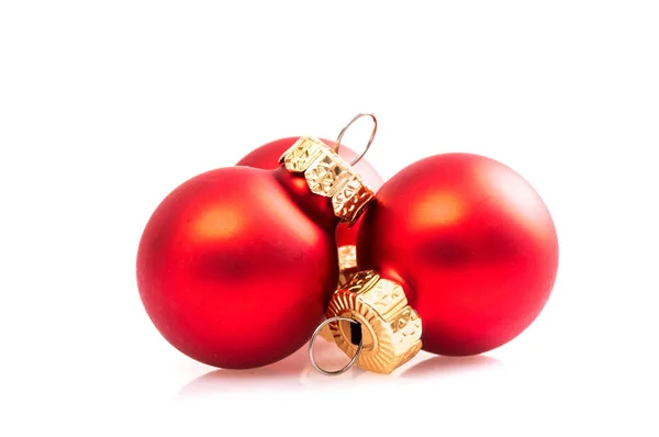 Red Christmas Ball Izolowane Białym Tle — Zdjęcie stockowe