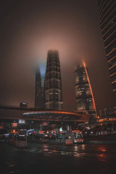 Vista Nocturna Ciudad Del Distrito Financiero Lujiazui Shanghai China —  Fotos de Stock