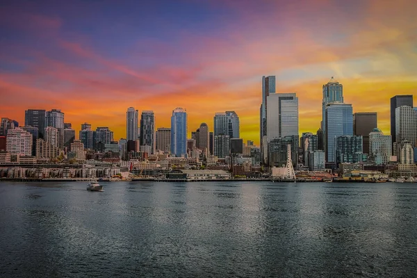 Singapore Skyline Med Skyskrapor Och Reflektion Vattnet — Stockfoto