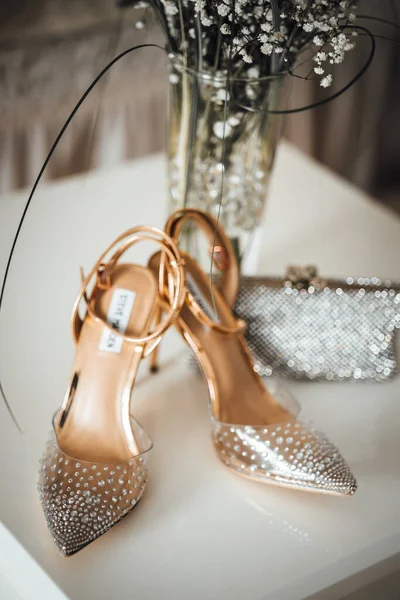Esküvői Cipő Kiegészítők Menyasszony — Stock Fotó