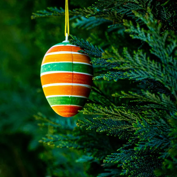 Neujahrsschmuck Mit Grünen Tannenzweigen Weihnachtsdekoration — Stockfoto