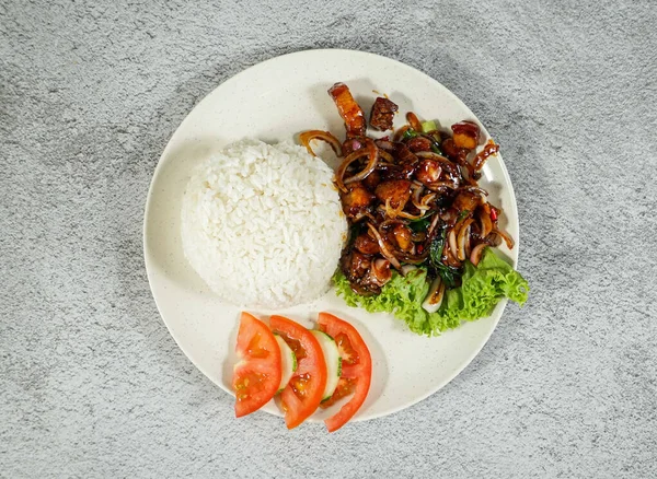 Ayam Dengan Sayuran Dan Nasi — Stok Foto