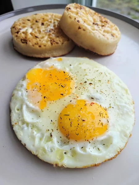 Fried Eggs Background Close — Stock Photo, Image