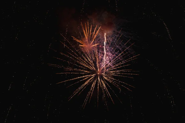 Fogos Artifício Céu Noturno Fundo — Fotografia de Stock