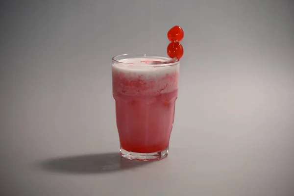 Strawberry Juice Glass White Background — стоковое фото
