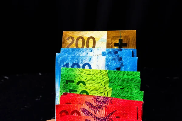 Eurobankjegyek Fekete Háttérrel Rendelkező Pénz — Stock Fotó