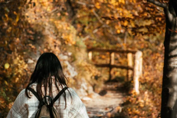 Молодая Женщина Осеннем Парке — стоковое фото