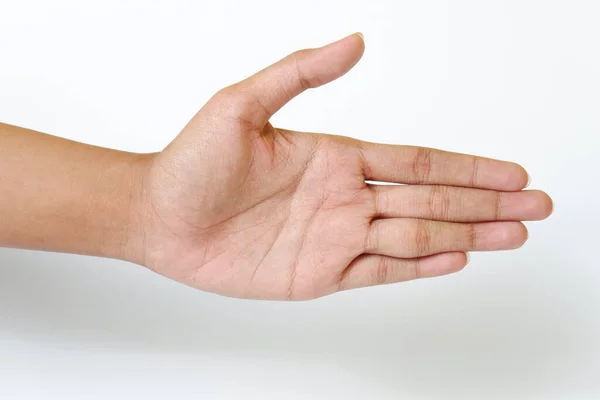 Mâna Unei Femei Izolată Fundal Alb — Fotografie, imagine de stoc