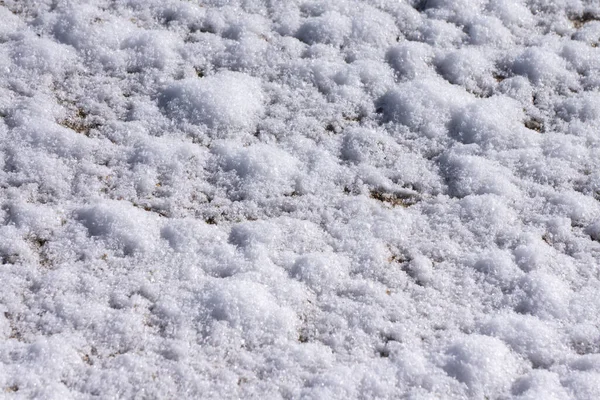 Snö Täckt Med Vit Frost Marken — Stockfoto
