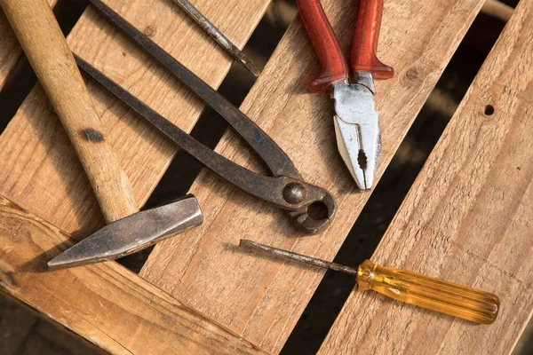 Old Wooden Table Knife Red Handle — Stock Photo, Image