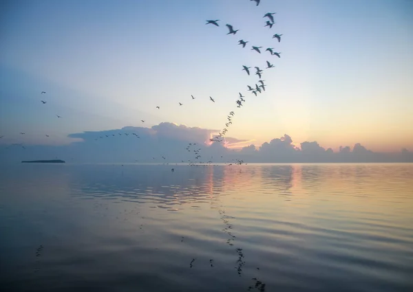 Denizin Üzerinde Güzel Bir Gün Batımı — Stok fotoğraf