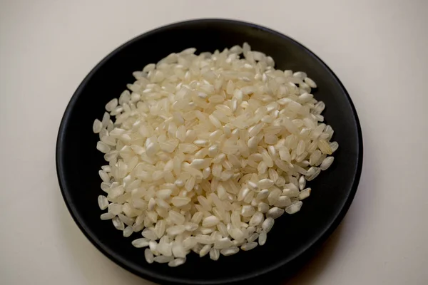 Bowl Rice Black Background — Stock Photo, Image