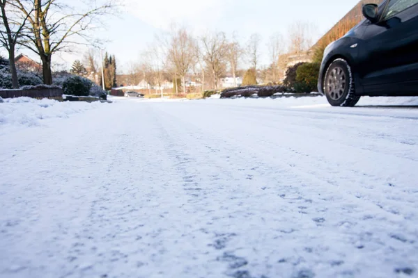 Route Hiver Dans Neige — Photo