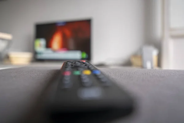 Remote Control Sofa Blurred Background — Stock Photo, Image