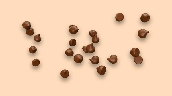 Chocolate Beans White Background Top View Flat Lay — стоковое фото