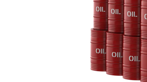 白い背景に樽入りの赤い樽 3Dレンダリング — ストック写真
