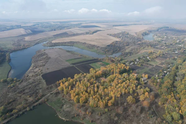 Vanuit Lucht Uitzicht Rivier Het Platteland — Stockfoto